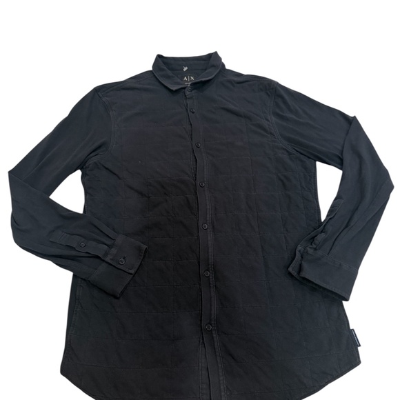 Armani Exchange Slim Ajustee Black Longsleeve Collar Shirt - Picture 3 of 7